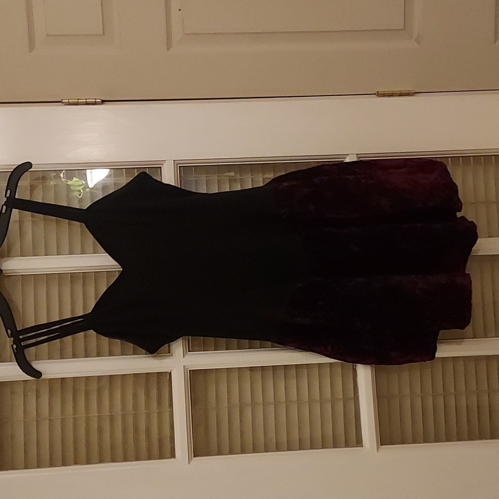 Vintage.Black/Velvet Maroon dress with maroon velvet blazer.